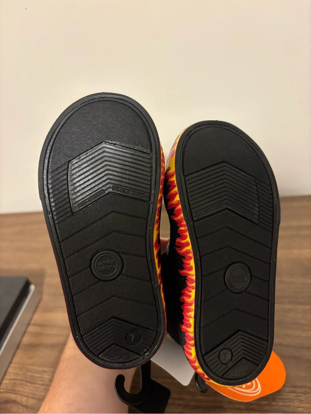 Kids Black High-Top Sneakers with Flame Sole